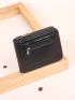 Zipper Around Small Wallet PU Black