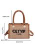 Mini Straw Bag Letter Embroidery Double Handle