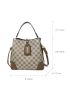 Geometric Pattern Bucket Bag For Women Vintage Plaid Pattern Bucket Bag, Women's Shoulder Handbag, Fashion Crossbody Purse With Wide Strap