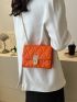 Mini Square Bag Quilted Twist Lock PU Neon Orange Funky