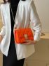 Mini Square Bag Quilted Twist Lock PU Neon Orange Funky