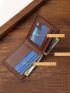 Metal Patch Decor Small Wallet Brown Bifold
