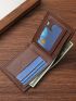 Metal Patch Decor Small Wallet Brown Bifold
