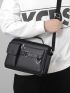New Luxury Pu Men Bag Black Messenger Bag Briefcase Designer Male Fashion Crossbody Bag Shoulder Bag For Business Work Vintage Messenger Bag Briefcase Men Women For Business Work Satchel Shoulder Crossbody Bag