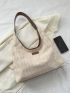 Letter Patch Decor Hobo Bag Large Capacity Contrast Binding
