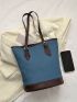 Small Two Tone Bucket Bag Buckle Decor Contrast Binding