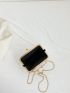 Small Square Bag White Metal Decor Chain Strap For Daily