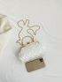 Small Square Bag White Metal Decor Chain Strap For Daily