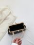 Small Satchel Bag Argyle Embossed Chain Strap