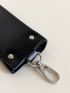 Genuine Leather Litchi Embossed Key Case Black Minimalist