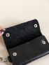 Genuine Leather Litchi Embossed Key Case Black Minimalist