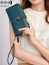 Green Long Wallet Metal Decor Tri-Fold RFID For Daily