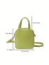 Mini Square Bag Green Minimalist Double Handle For Daily