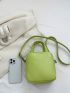 Mini Square Bag Green Minimalist Double Handle For Daily