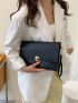 Minimalist Envelope Bag Metal Decor Black
