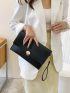 Minimalist Envelope Bag Metal Decor Black