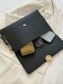 Minimalist Envelope Bag Metal Decor Black