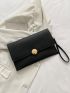 Minimalist Envelope Bag Metal Decor Black