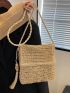 Mini Straw Bag Tassel Decor Flap Vacation