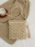 Mini Straw Bag Tassel Decor Flap Vacation