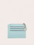 Colorblock Card Holder Zipper Blue