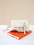 Buckle Decor Flap Ruched Bag Braided Detail
