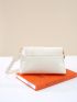 Buckle Decor Flap Ruched Bag Braided Detail