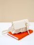 Buckle Decor Flap Ruched Bag Braided Detail
