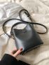 Mini Bucket Bag Letter Embossed Detail Metal Decor