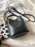 Mini Bucket Bag Letter Embossed Detail Metal Decor