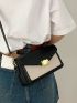 Metal Decor Flap Square Bag Two Tone Fashion