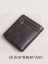 Wallet Men's Short Genuine Leather Zipper Ultra-Thin Handmade Wallet Money Clip Mini Small Purse