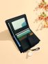 Crocodile Embossed Small Wallet With Zipper Black