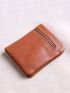 Wallet Men's Short Genuine Leather Zipper Ultra-Thin Handmade Wallet Money Clip Mini Small Purse