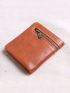 Wallet Men's Short Genuine Leather Zipper Ultra-Thin Handmade Wallet Money Clip Mini Small Purse