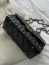 Small Flap Square Bag Quilted Pattern Studded Decor Punk