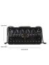 Small Flap Square Bag Quilted Pattern Studded Decor Punk