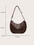 Minimalist Hobo Bag Letter Patch Decor Elegant