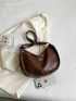 Minimalist Hobo Bag Letter Patch Decor Elegant