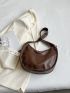 Minimalist Hobo Bag Letter Patch Decor Elegant