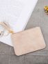 Colorblock Letter Embossed Card Holder Tassel Decor
