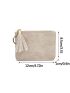 Colorblock Letter Embossed Card Holder Tassel Decor