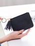 Colorblock Letter Embossed Card Holder Tassel Decor