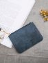 Colorblock Letter Embossed Card Holder Tassel Decor