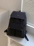 Letter Embroidered Flap Backpack Minimalist