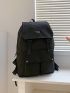 Letter Embroidered Flap Backpack Minimalist