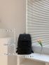 Letter Embroidered Flap Backpack Minimalist