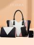 4pcs Bag Set Tote Bag Crossbody Purse Colorblock
