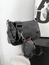 Crocodile Embossed Square Bag With Coin Purse Minimalist