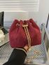 Mini Bucket Bag Drawstring Design Pearl Decor
